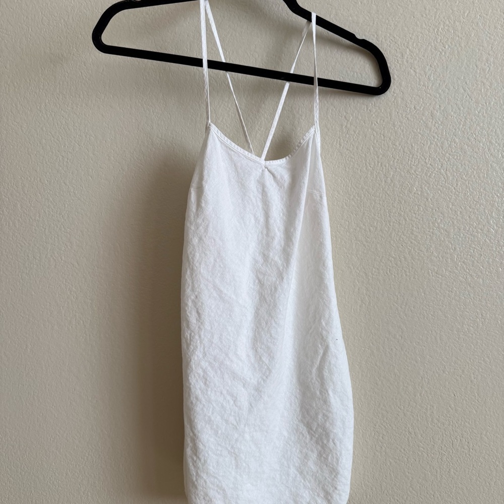 Linen Blend White Mini Dress Size 2 US